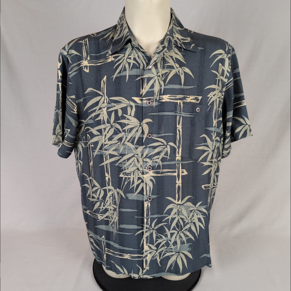 Tori Richard Silk Bamboo Print Hawaiian Shirt (L)